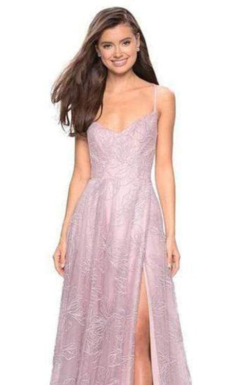 La Femme - 28506 Off Shoulder Tie Low-Cut Open Back Jersey Prom